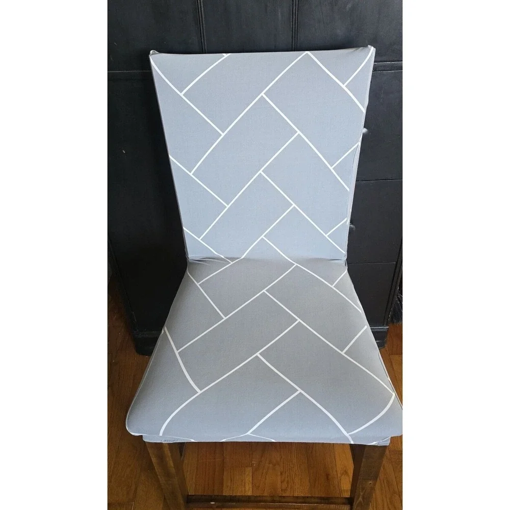 Chair Covers Set of 6 Gray‎ Diamond Stretch Soft for Dining Room Chairs Fitted